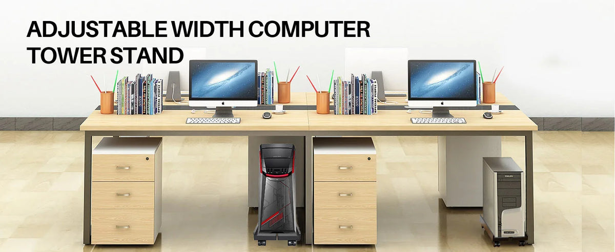 Adjustable Mobile CPU Tower Stand with Wheels