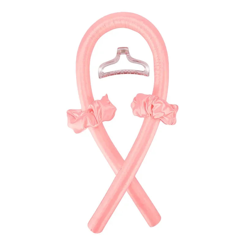 Diadema de seda sin calor rosa con detalle de lazo