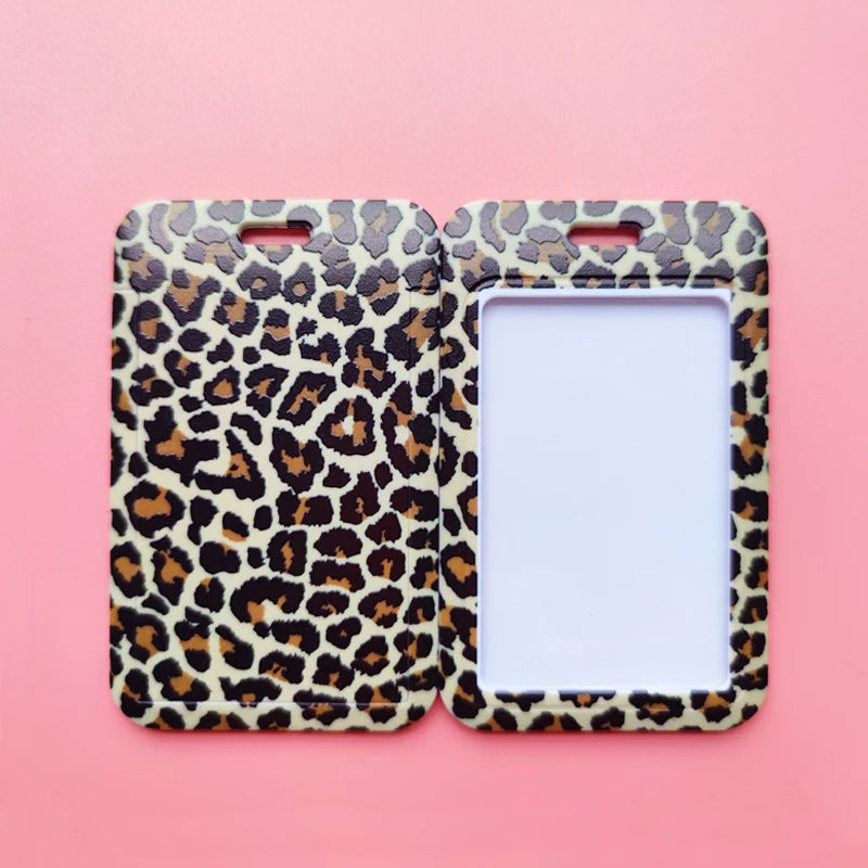 Leopard Print ID Card Holder with Detachable Lanyard