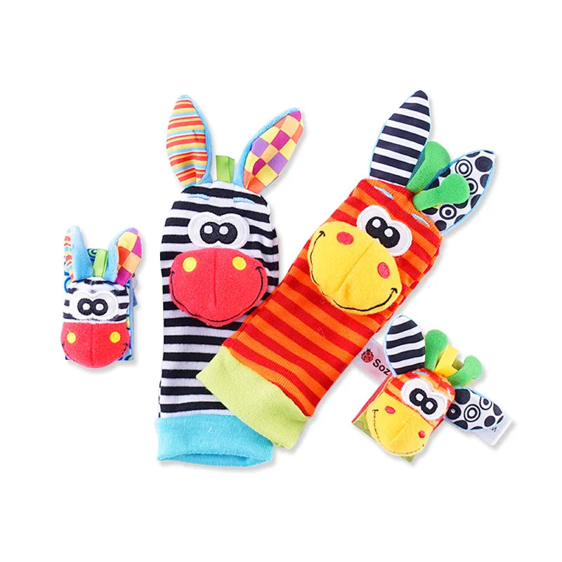 Soft Plush Baby Rattle Wrist and Foot Socks Set for Newborns