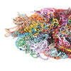 Bunte Mischung aus langlebigen Metallkugelketten in verschiedenen Farben wie rosa, blau, grün und orange.