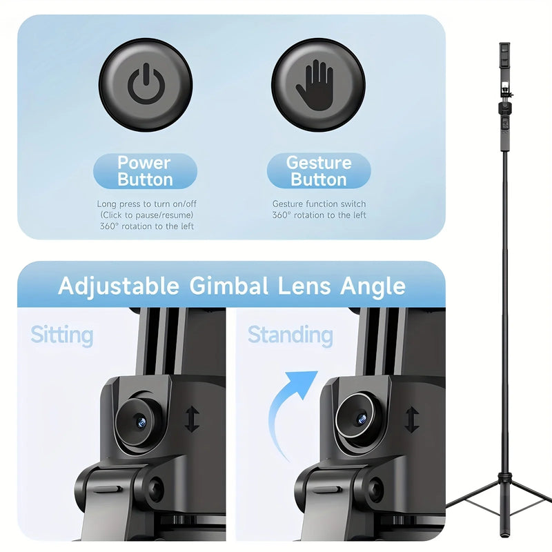 AI Face-Tracking Selfie Stick Tripod with Bluetooth Remote