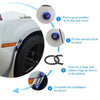 Diagram showing the four steps to install a quick release bumper fastener kit on a car body panel.