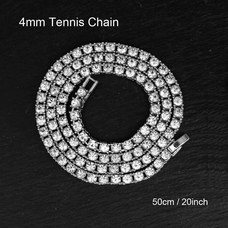 Iced-Out Cross Pendant Necklace with Tennis Chain