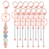 A set of pink metal beadable keychain bars for DIY jewelry making, featuring various sizes and styles.
