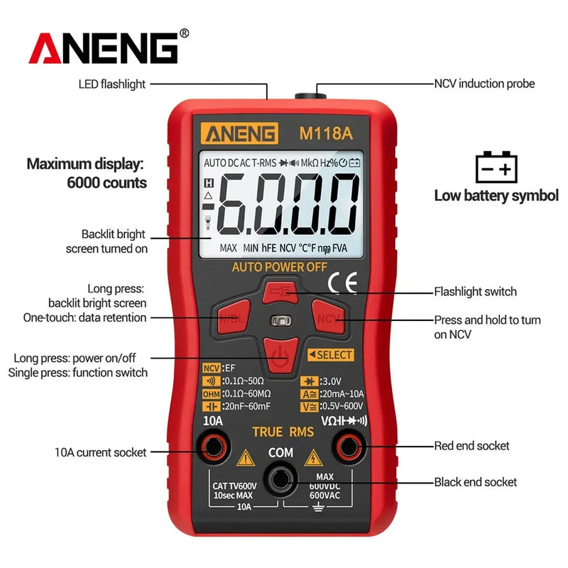 Compact Digital Multimeter with Auto-Range and NCV Detection