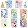 A collection of colorful puzzle stickers featuring princess costumes, dresses, and accessories for creative dress-up play.