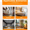 Applicable scenarios showing warehouse, hotel, factory, and family life contexts for lever wire connectors