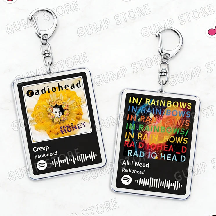 Radiohead Music Keychain Set with Song-Inspired Designs