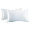 A set of two smooth white silky satin pillowcases for hair and skin.