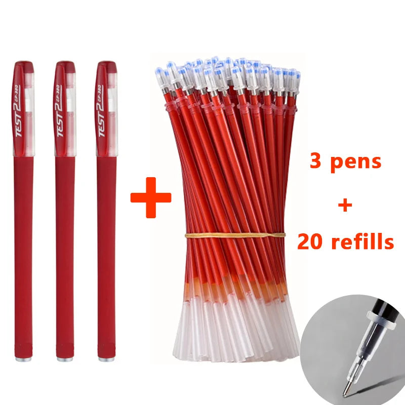 Smooth 0.5mm Gel Pen Set with Refills (Black, Blue, Red)