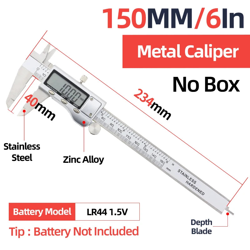 Stainless Steel Digital Caliper with LCD Display
