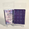 A package of 60 holographic heart-shaped art card sleeves in purple and blue colors.