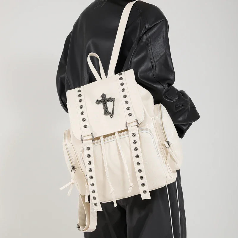 Gothic PU Leather Backpack with Rivet Accents