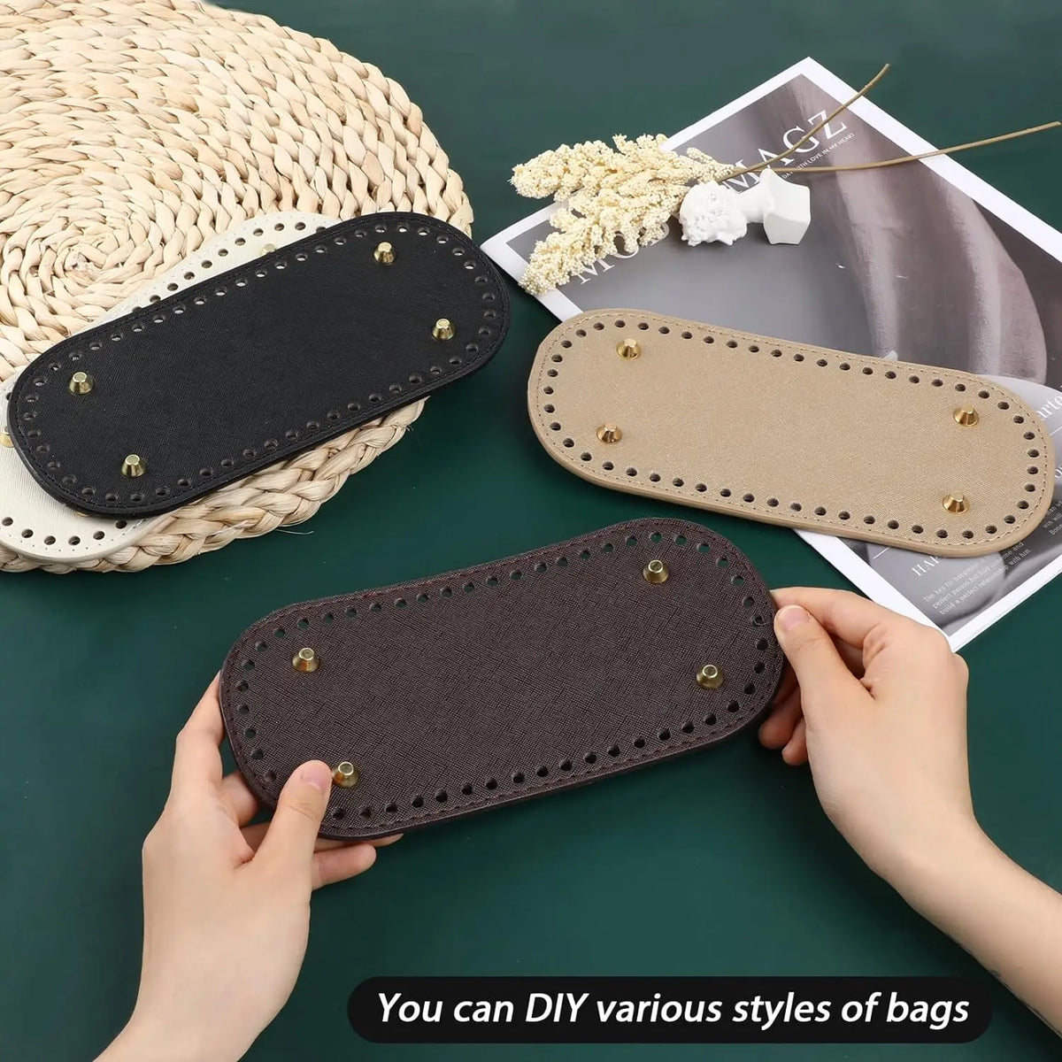 PU Leather Crochet Bag Base with Metal Feet