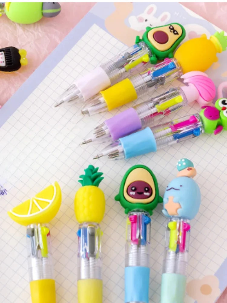 Kawaii 4-Color Retractable Ballpoint Pens (Set of 10/15/20)