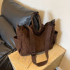 Multi-Pocket Corduroy Tote Bag – Large Capacity Casual Satchel for Travel, Work & Commute