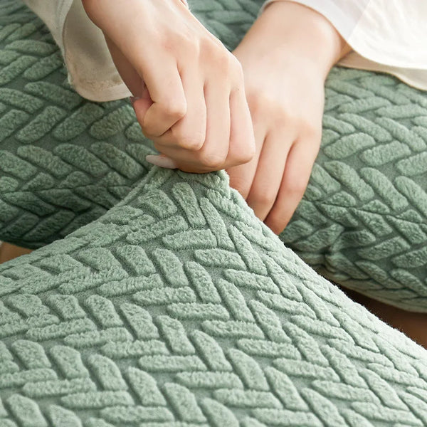 Stretch Plush Sofa Cover with Anti-Slip Grip