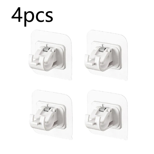 Self-Adhesive Curtain Rod Holders - No-Drilling Clamp Hooks