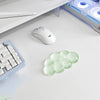 A white ergonomic wrist rest set featuring a cloud-shaped silicone pad for a keyboard and mouse.