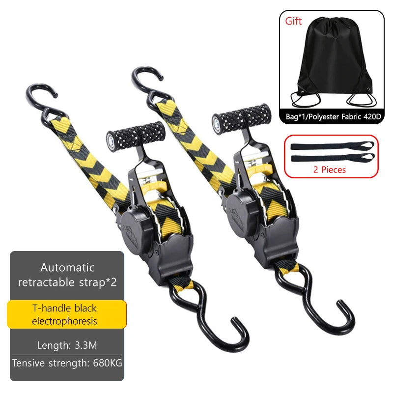Black and yellow retractable strap with T-handle for electrophoresis