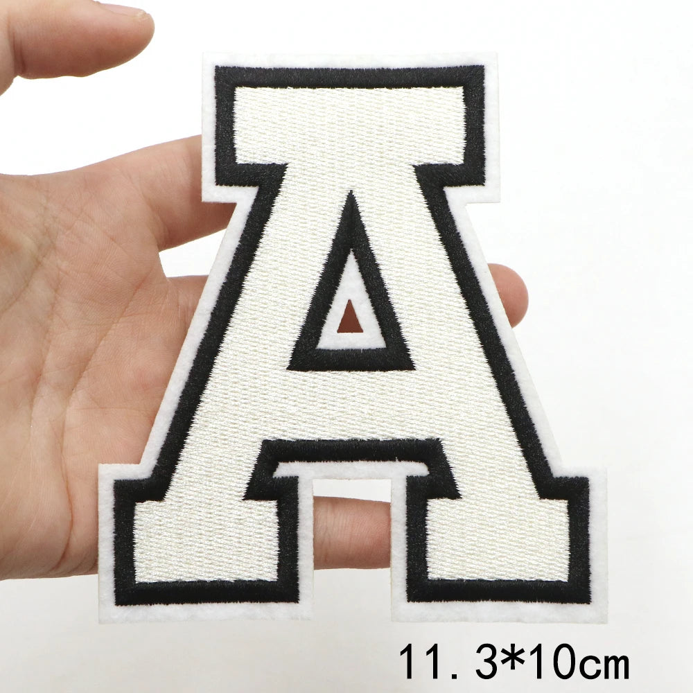 Large White Letter Patch for DIY Clothing Customization