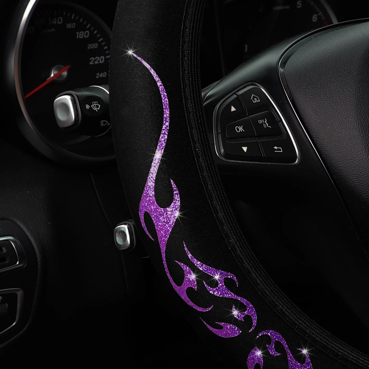 Flame Totem Fabric Steering Wheel Cover (Fits 14.5-15 Inch)
