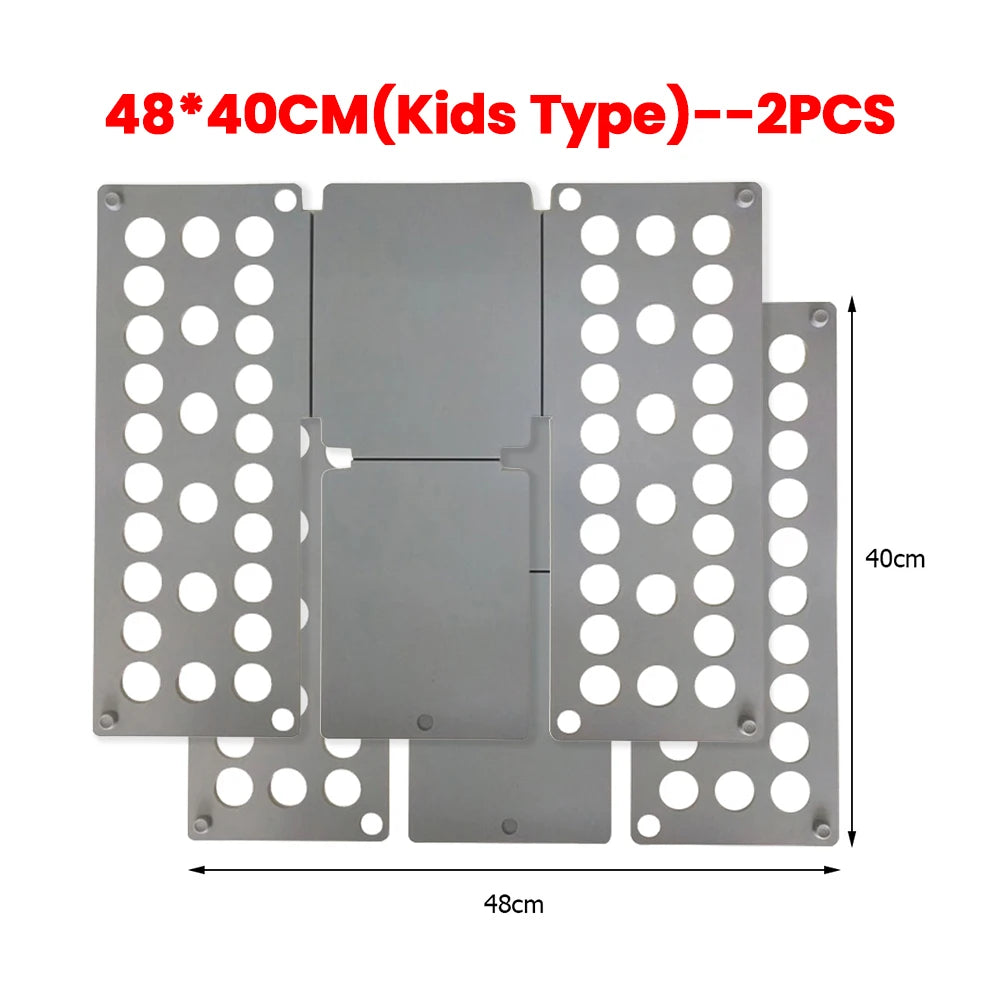 Two gray clothes folding boards with multiple holes for laundry organization