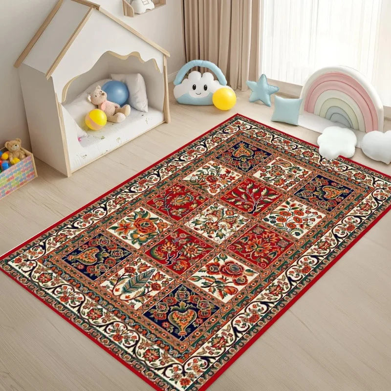 Bohemian Persian-Style Area Rug – Soft, Non-Slip Floor Mat for Living Room & Bedroom