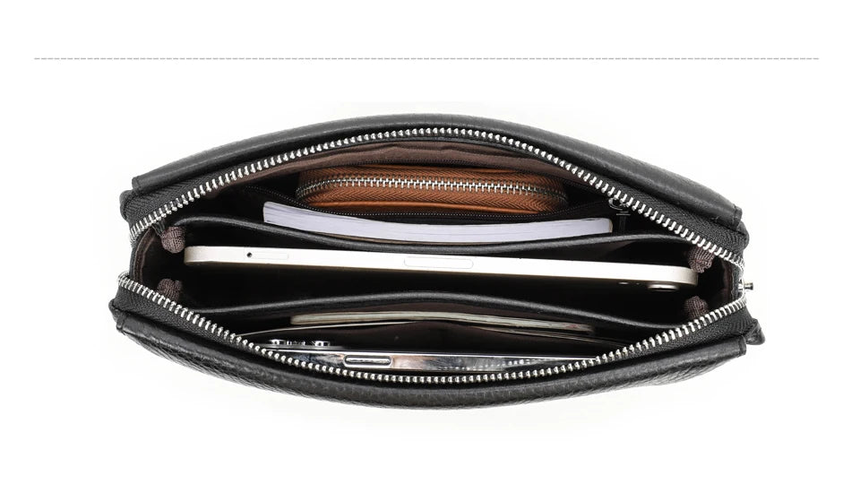 Men's Full-Grain Leather Clutch with Password Lock