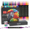 A set of 60 dual-tip acrylic paint markers in various colors, packaged in a black box with an illustration of a toucan head.