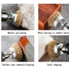 A set of steel wire brush wheels used for marble polishing, wood carving, surface rust removal, and craft shaping.