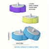Disposable toilet brush set with replaceable heads in purple lavender, yellow lemon, and blue ocean colors.