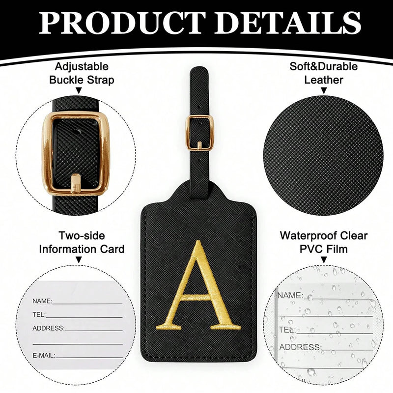 PU Leather Luggage Tag with Privacy Cover