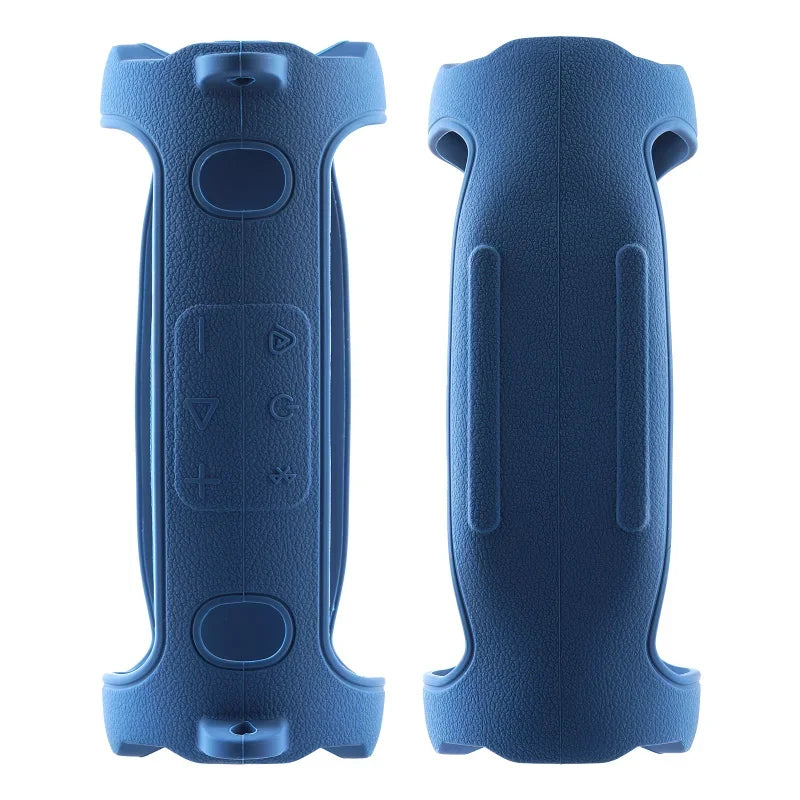 A pair of blue protective cases for a JBL Charge 6, featuring a hard EVA shell and a silicone cover.