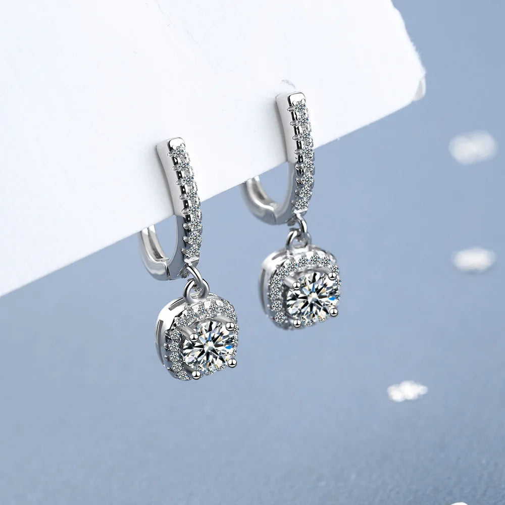 Boucles d'oreilles créoles Moissanite en Argent Sterling