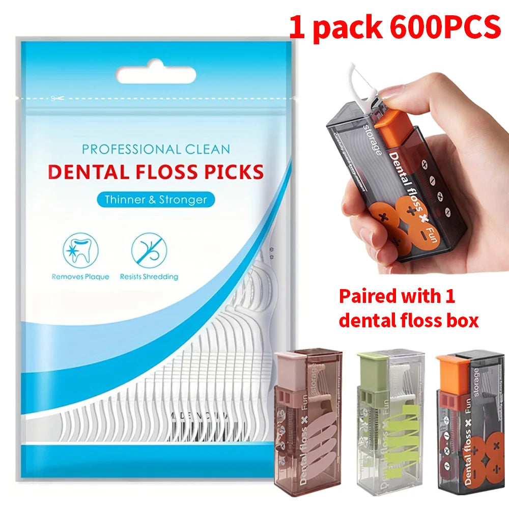Fine Sliding Dental Floss Picks with Storage Box