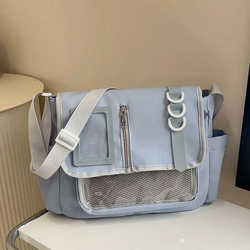 Y2K Transparent Ita Bag with DIY Badge Display Panel