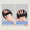 Demonstration of exfoliating body scrub gloves showing how to wear fingers and cover the palm