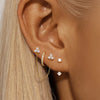 Double-Hole Link Chain Earrings with Green Zircon