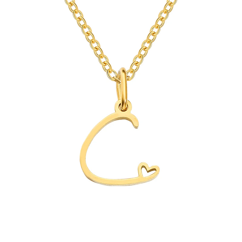 Collier avec Lettre Initiale et Pendentif Cœur