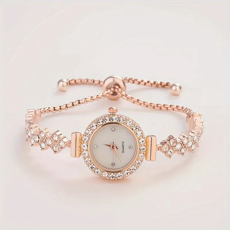 Elegante Quarzuhr mit Gold-Strassarmband