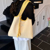 Striped Canvas Tote Bag with Crossbody Strap