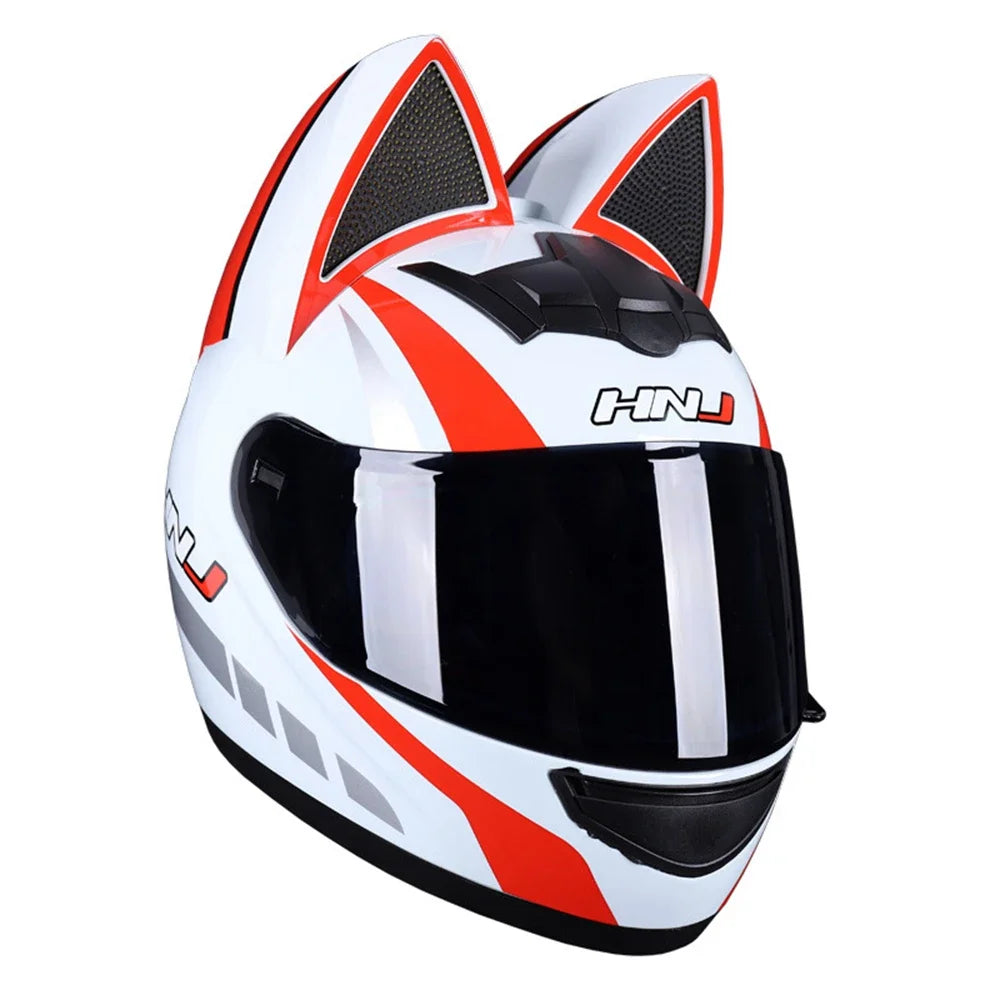 Cat Ear Full Face Motorcycle Helmet with Removable Ears