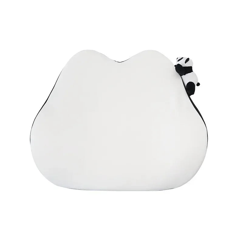White car seat cover set featuring a panda headrest pillow.