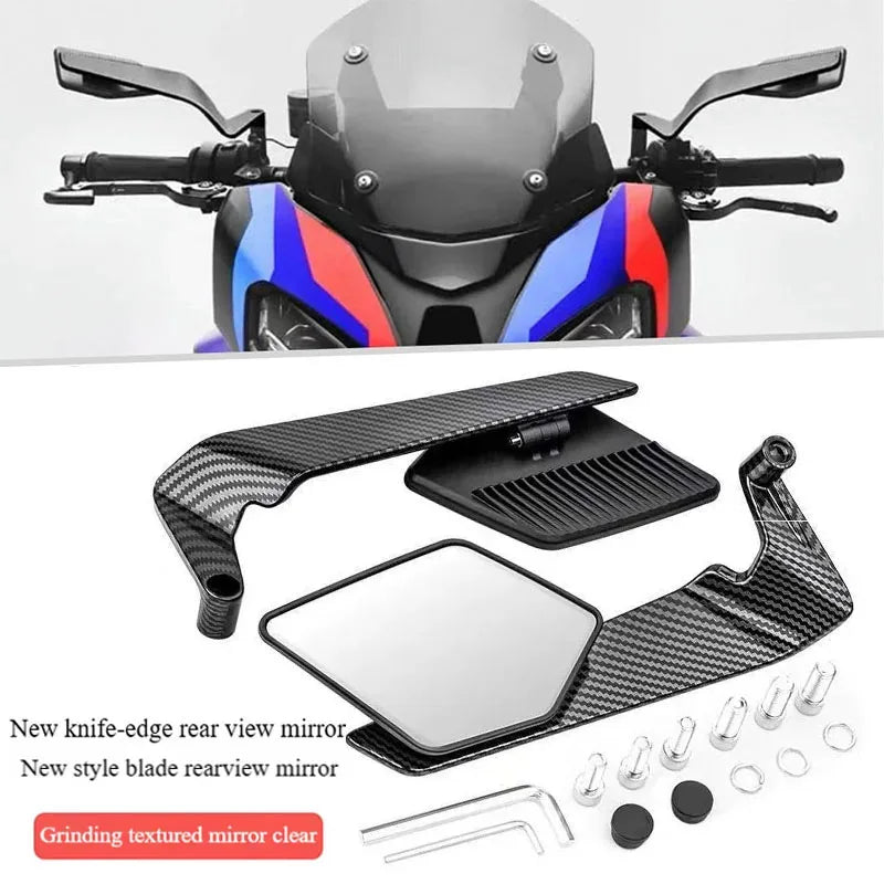 Universal Motorcycle Side Mirrors with Adjustable Winglets