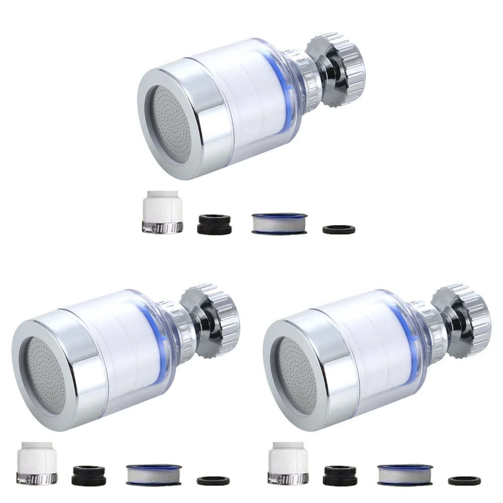 Stainless steel faucet water filter purifier with a rotating splash head and various filter components