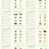A collection of alphabet and number handwriting practice sheets for children.