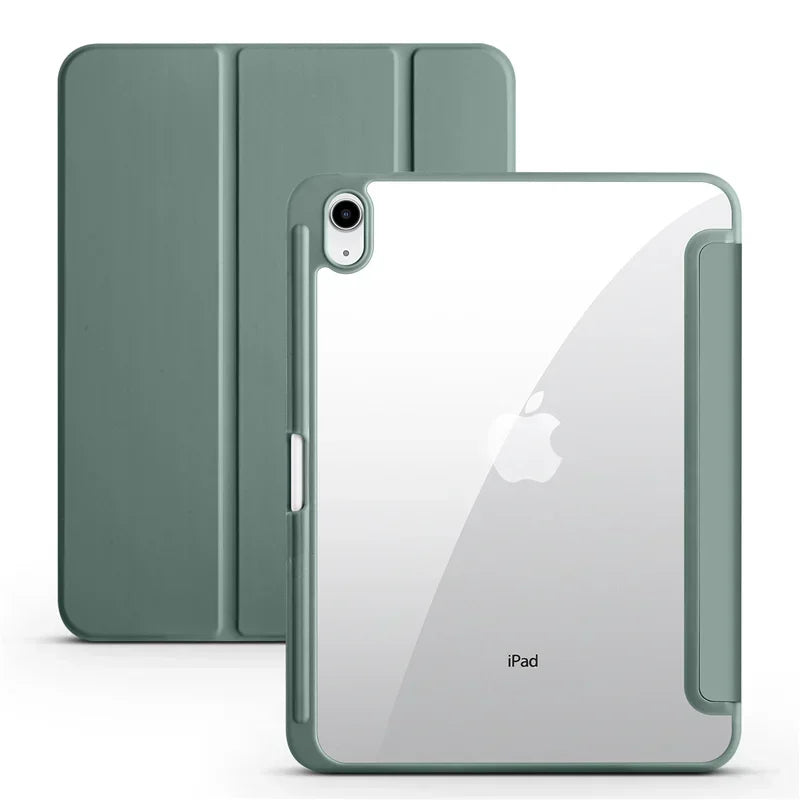Slim Trifold iPad Case with Clear Acrylic Back and Pen Holder