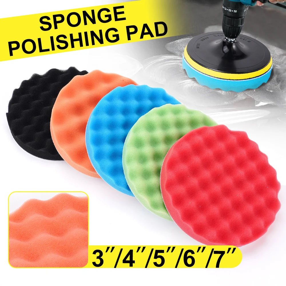 5-Piece Foam Waffle Polishing Pad Set for Car Detailing